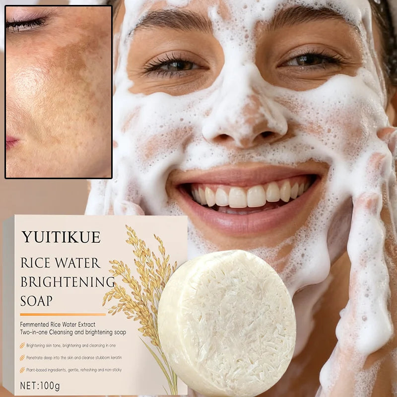 Rice Water Brightening Soap - 2-in-1 Cleansing and Brightening Soap, gentle, refreshing, and non-greasy