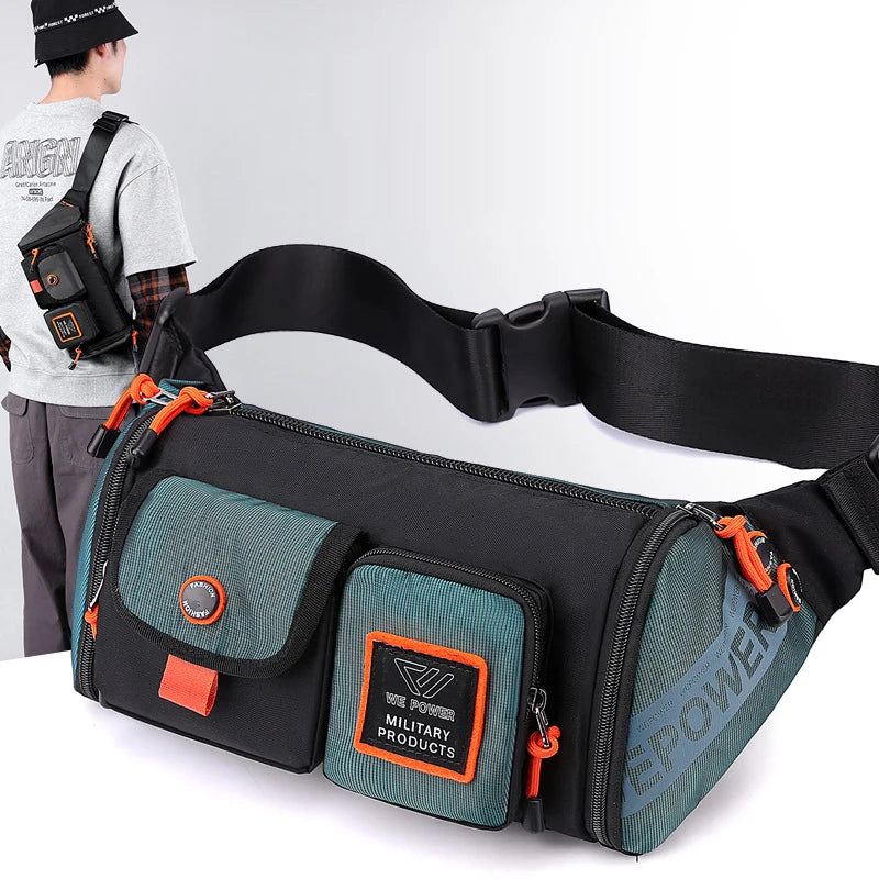 Men Waist Fanny Pack Bum Hip Sling Chest Belt Bag Multi-purpose Travel Climb Waterproof Nylon Male Cross Body Messenger Bags
