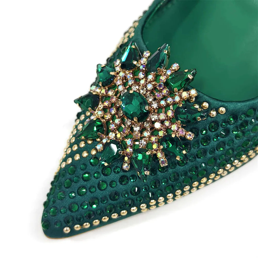 Nigeria Fashion Rhinestone-encrusted Ladies Party Shoes And Special bags High Heels And Dual Purpose Bag Women's Shoes