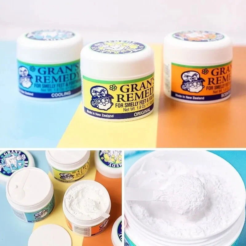 3pcs Grans Remedy Foot Powder Natural Shoe Deodorizer & Foot Odor Eliminator Powder for Men Women Kids Absorb Sweat Fast-Acting