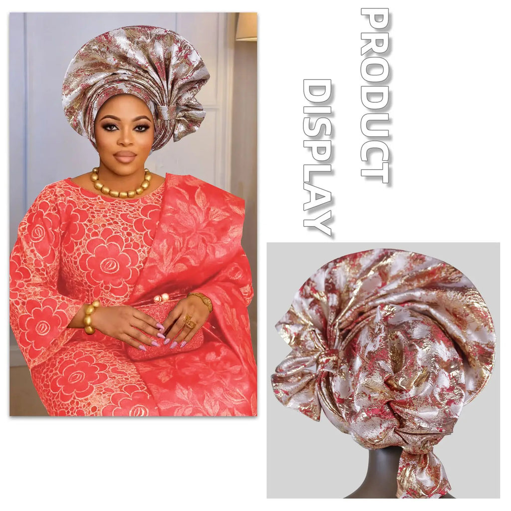 2026 New African Headtie Turban Nigeria Auto Gele Head Wraps Auto Gele Women's Turban Cap Wedding Geles Muslim Head Wraps Bonnet