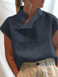 Fashion Women Blouses 2025 Summer Cotton Linen Blusas Mujer Stylish White Shirt Elegant Short Sleeve Tunics Lightweight