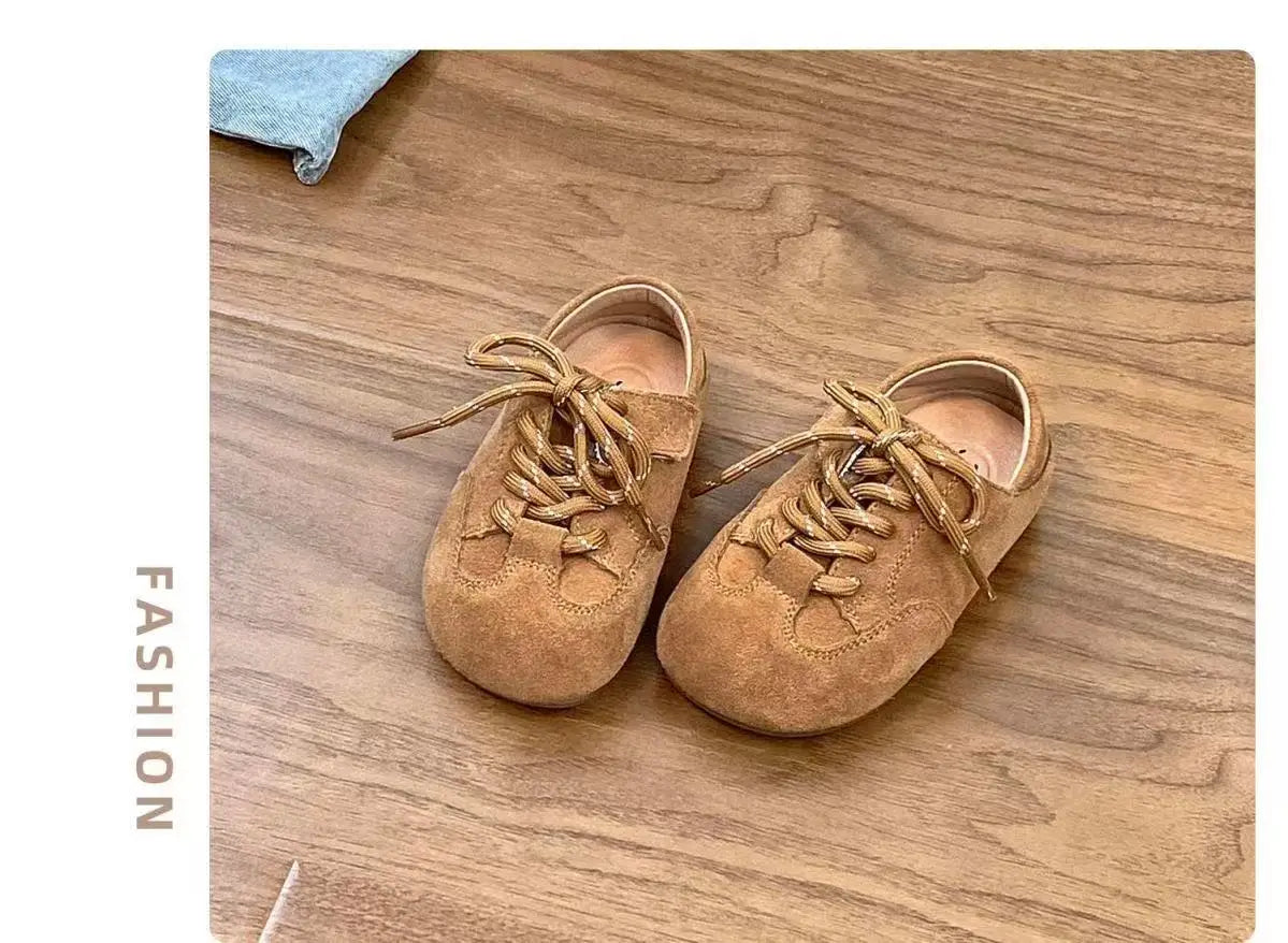 Children's shoes Korean version girls' leather shoes retro Boken shoes new boys' single shoes soft soled baby casual shoes