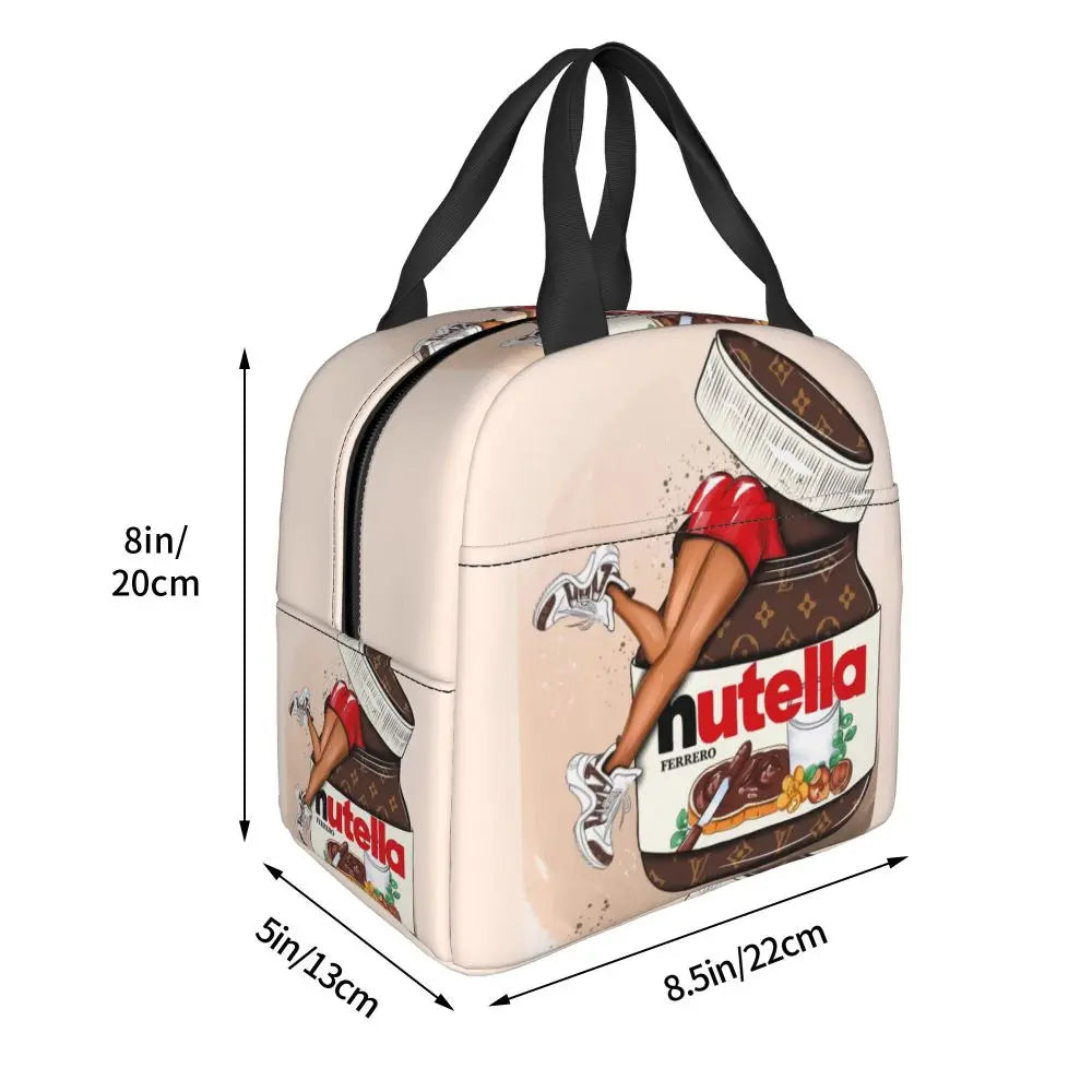 Custom Italy Nutellas Thermal Insulated Lunch Bag Women Portable Lunch Container for Outdoor Picnic Storage Food Box
