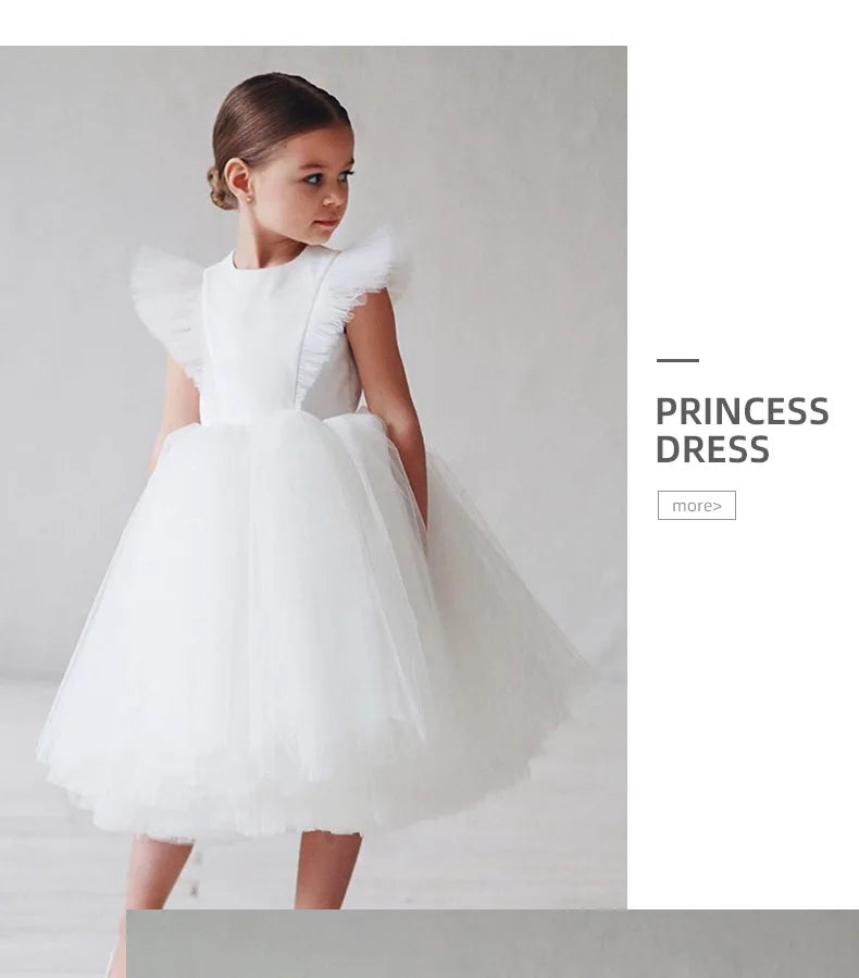 Teenage Girls Dress Children's Clothing Party Elegant Princess Long Tulle Baby Girls Kids Lace Wedding Ceremony Dresses