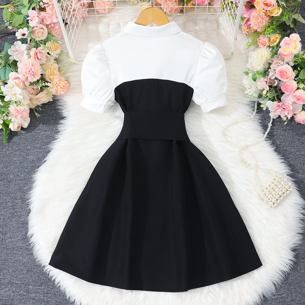 New Khaki Girl Dress Summer Casual Vacation Children Dresses Fashion Elegant Retro British Girls Party Dress 7 8 9 10 11 12 Yrs