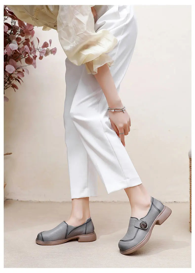 Genuine leather loafers women  comfortable gray shoes low heels luxury ladies court shoes slip on moccasins elegant dress flats