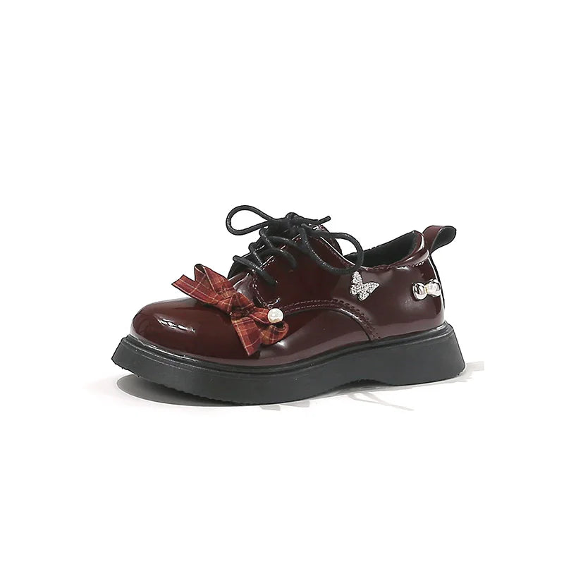Girl School Perform Shoes Spring Autumn Chic Bow Children Dress Mary Jane Shoes Princess Wedding Party Kids Lolita Leather Shoes