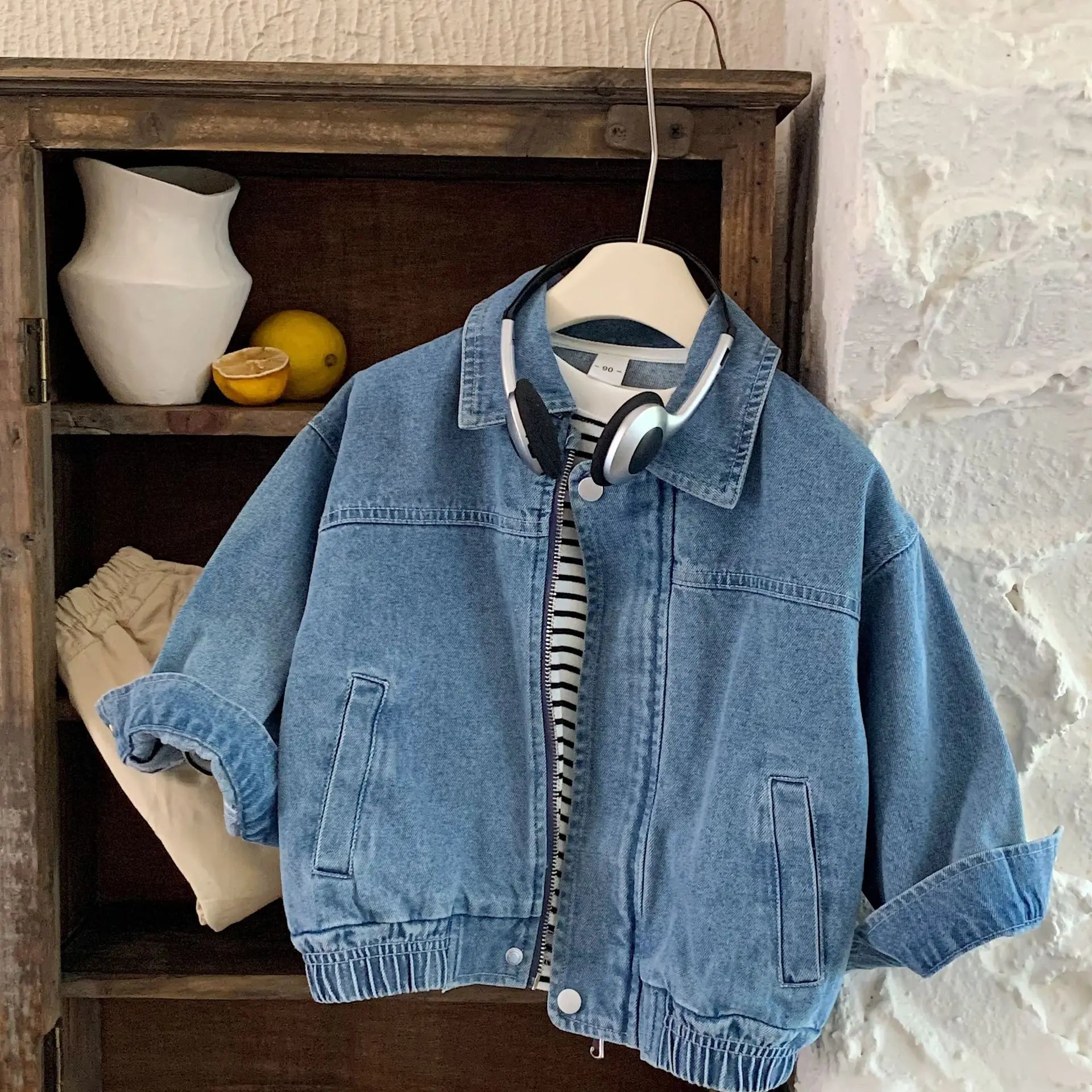Children's Denim Jacket 2025 Spring/Autumn New with Pocket Boys' and Girls' Cool Jacket Children's Fashionable Clothing