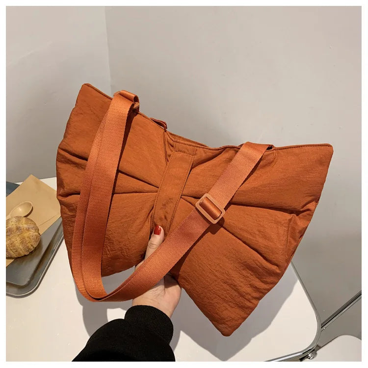 Soft Nylon Women's Portable Shoulder Bag Large Capacity Female Commute Crossbody Bags Simple Design Ladies Tote Purse Handbags