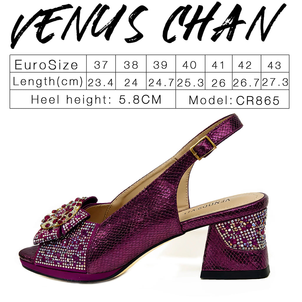 Nigeria Design Open Toe High Heels & Bag Set Gold Color blocking Hot Rhinestones Fashion Elegant Sexy High Heels