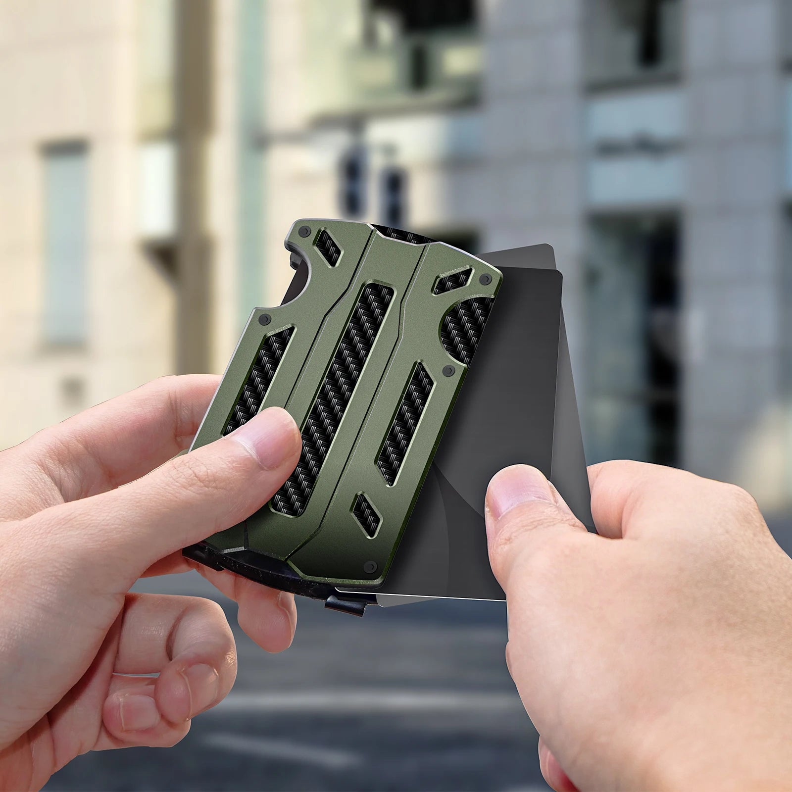 Slim RFID Blocking Metal Wallet for Men & Women with Money Clip Or Cash Strap Scratch Resistant Card Holder