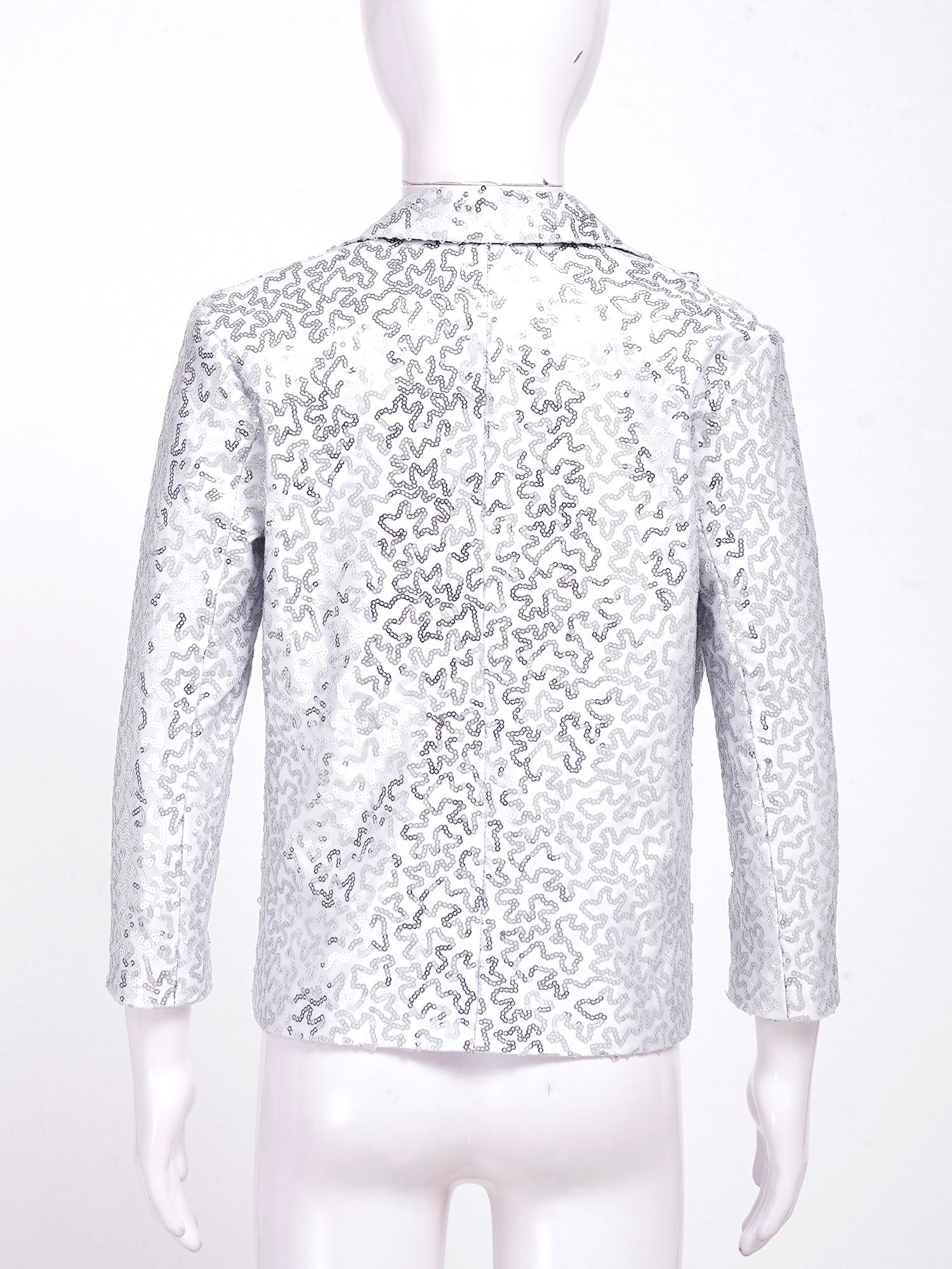 Kids Boys Fashion Shiny Sequins Lapel Suit One Button Jacket Coat Blazer Tuxedo for Wedding Birthday Party Stage Performance