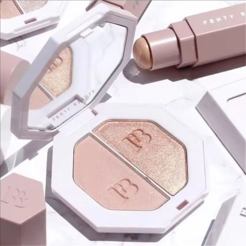 Fenty Beauty Portable Matte Two Color Powder with Fluorescence Perfect Concealer Lasting Natural Makeup Highlight Powder Makeup