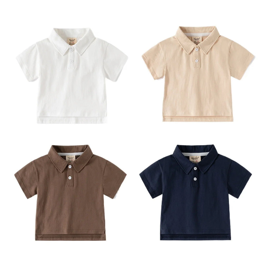Toddler Boys Polo T-shirts Kids Tops Tees Summer Children's Clothes Cotton Blend