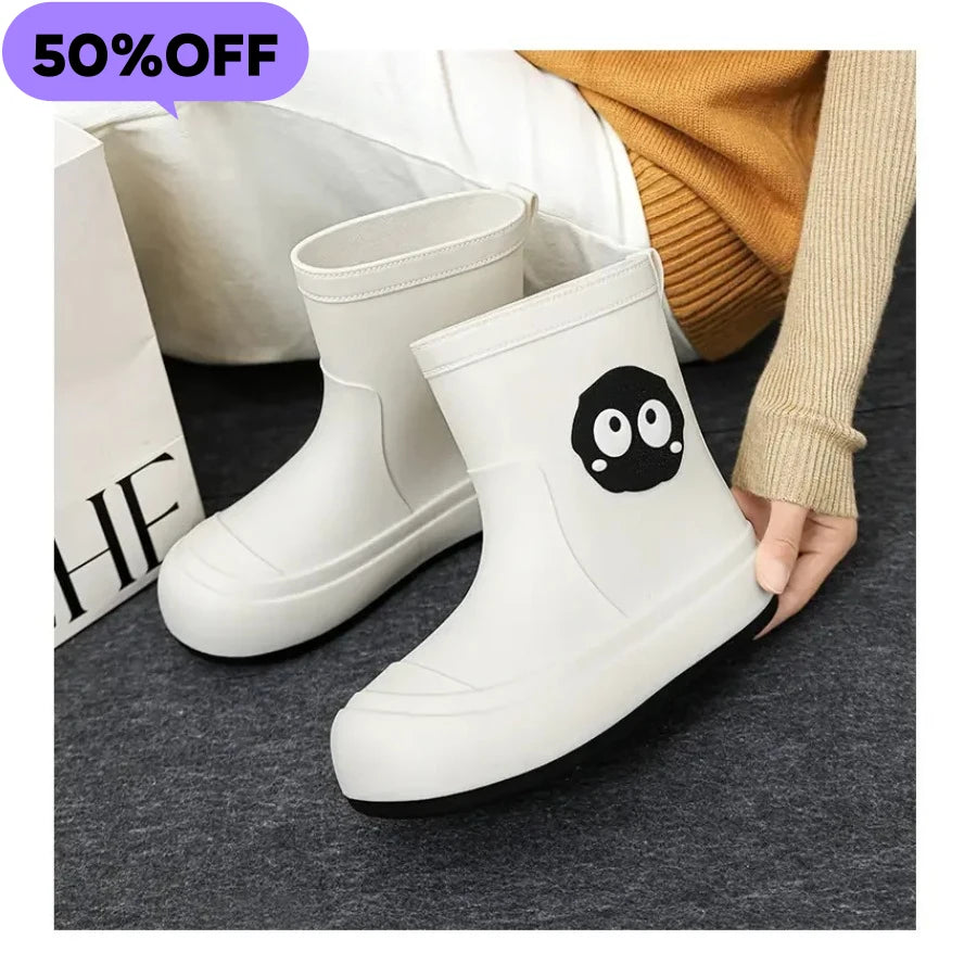 New Women's Cover Foot High Top Flat Sole Rain Shoes Soft Bottom Non Slip Waterproof Oil Resistant Work Shoes Fishing Water Shoe
