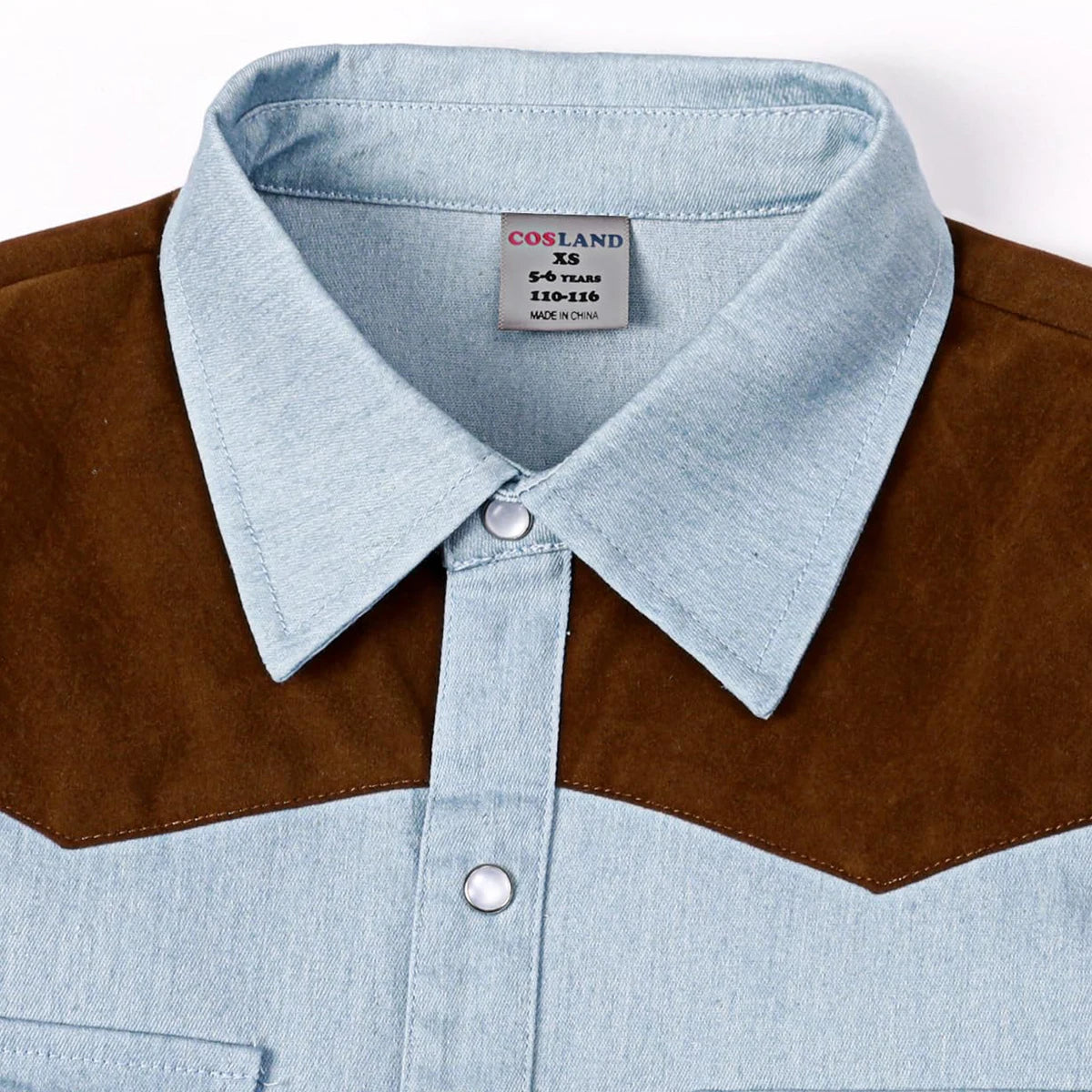 Boys Western Shirts Toddler Cowboy Button Down Denim Shirt Children Spring and Autumn Tops 4-12 Years