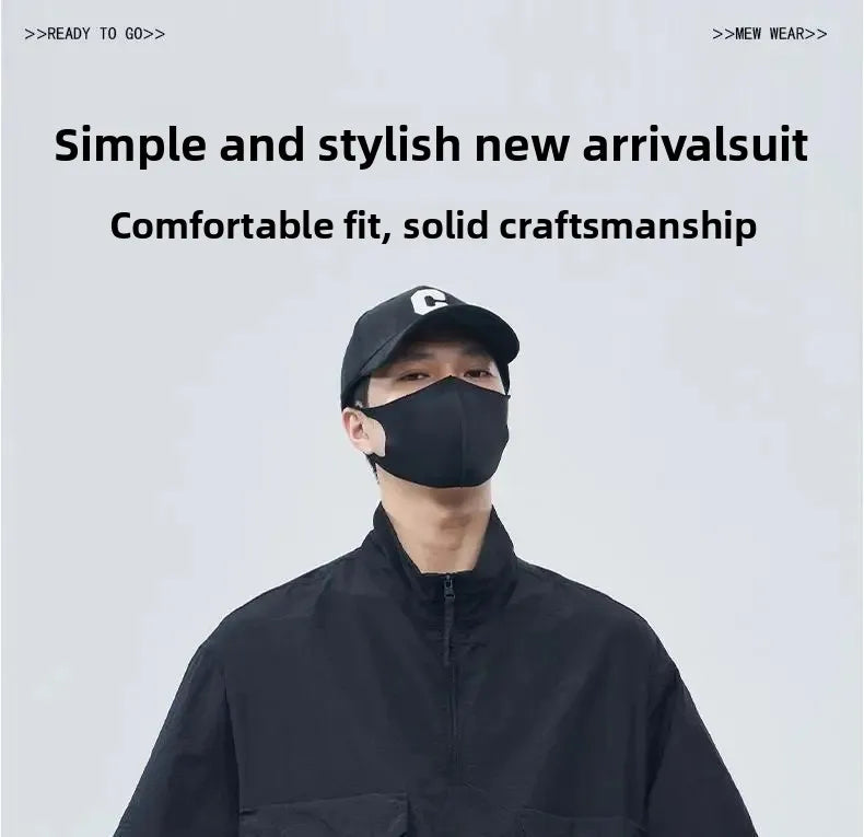 Casual Sportswear Suit for Men Solid Color Loose A Complete Set of Teenagers American Handsome Loose Versatile Two-piece Set
