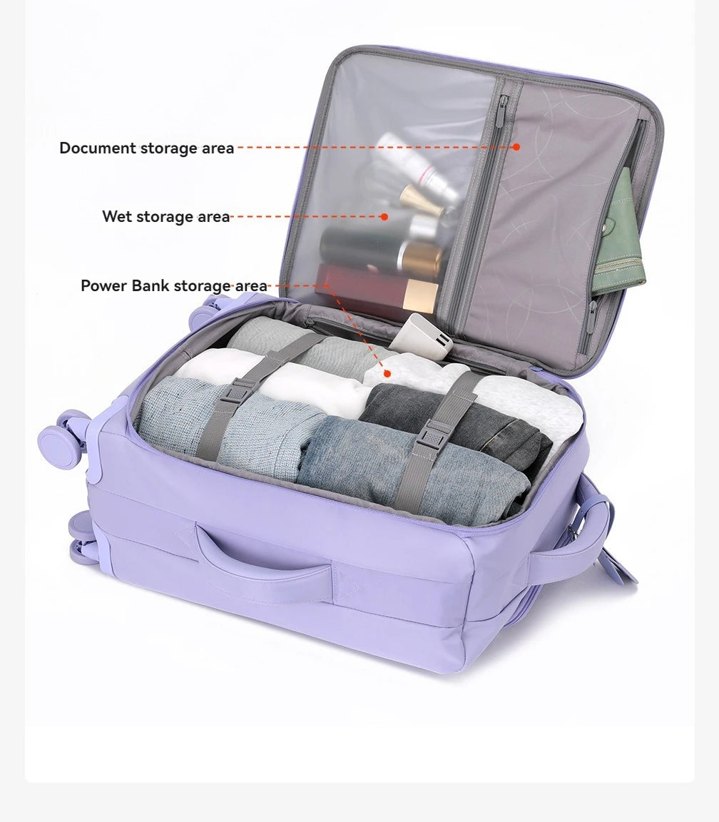 Luggage trolley case, women's 2025 new boarding box, 20 inch ultra light cloth luggage, password travel box, universal wheel