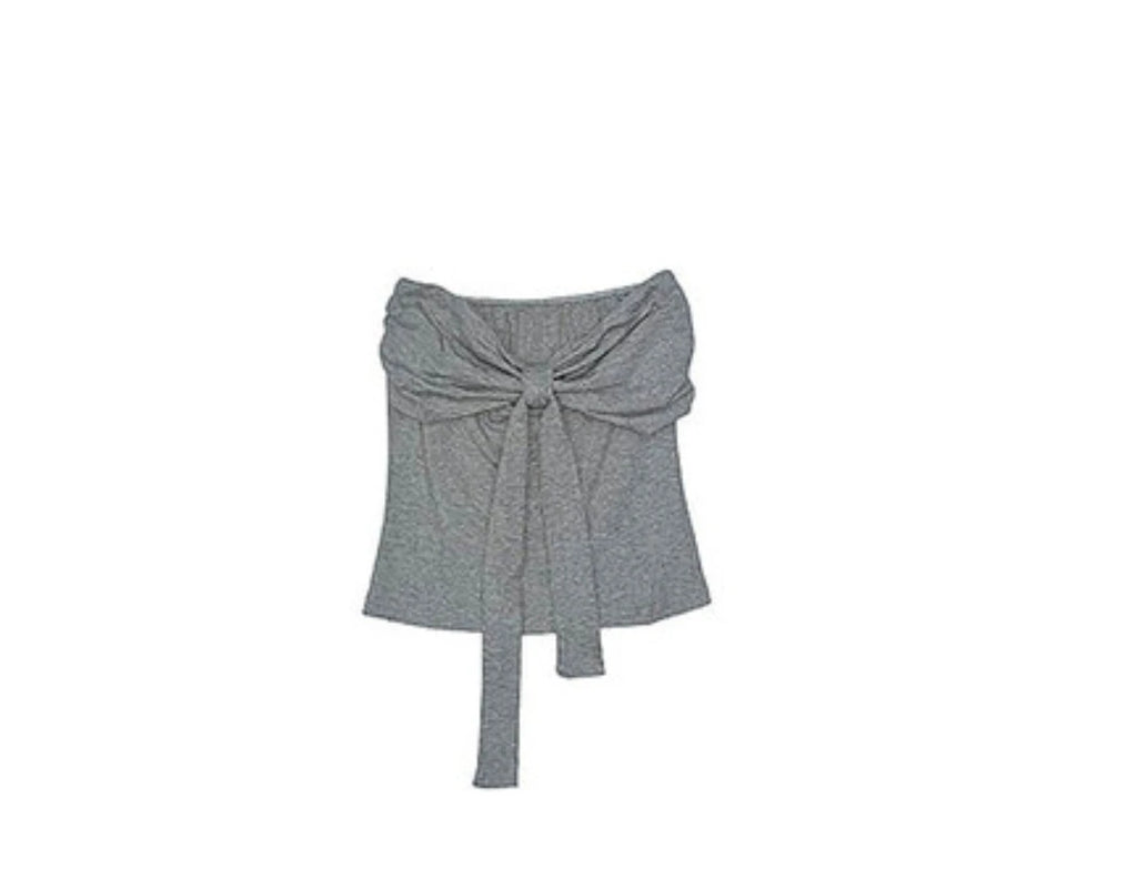 Summer Spicy Girl  Knot Tie Neck Vest Top Washed Denim Blue Women's Fashion Straight Cut Outerwear Short Length
