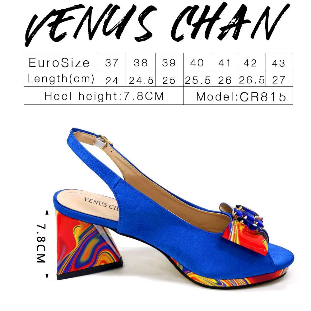 Sandals Woman Summer Ladies Shoes and Bag Decorated with Rhinestone Women Shoe and Bag Set for Party In Women Nigerian Shoe Bag