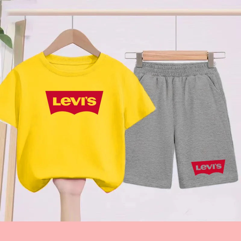 T Shirt Boy Girl Summer 3-12 Age New Model 2Piece Set Short Sleeve+Shorts Comfortable Breathable Children Sportswear Casual Bear