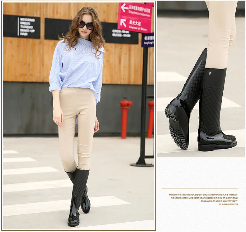2023 New Women Rain Boots Lady Rain Water Shoes Ourdoor Rainboots  Italianate Pvc Rubber Rainboots Lady Waterproof Shoes