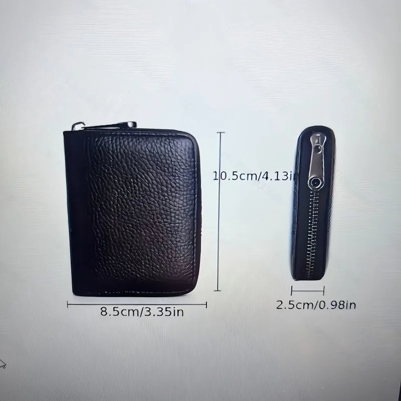 Men's ultra-thin RFID anti-theft zipper wallet multifunctional business card holder secure travel document manager