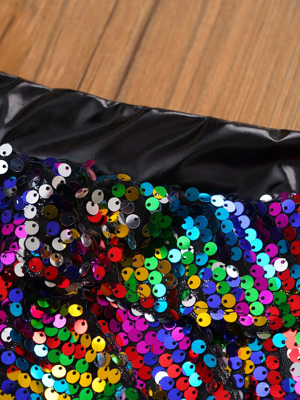Kid Girls Hip Hop Dance Clothes Kids Jersey Sequin Tiered Skirt Long Tank Top Jazz Metallic Holographic Crop To Cheerleading Set