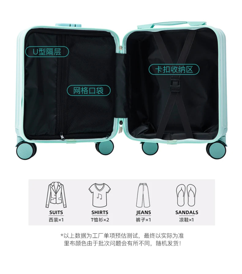 14 Inch Portable Luggage with 3 Extension Handles Carry-On Bag Lightweight Travel Suitcase with Cup And Phone Holder Suitcase