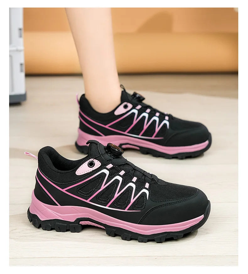 Rotating Button New Safety Shoes Women Anti-smash Anti-puncture Work Shoes Fashion Female Sport Shoes Security Protective Shoes