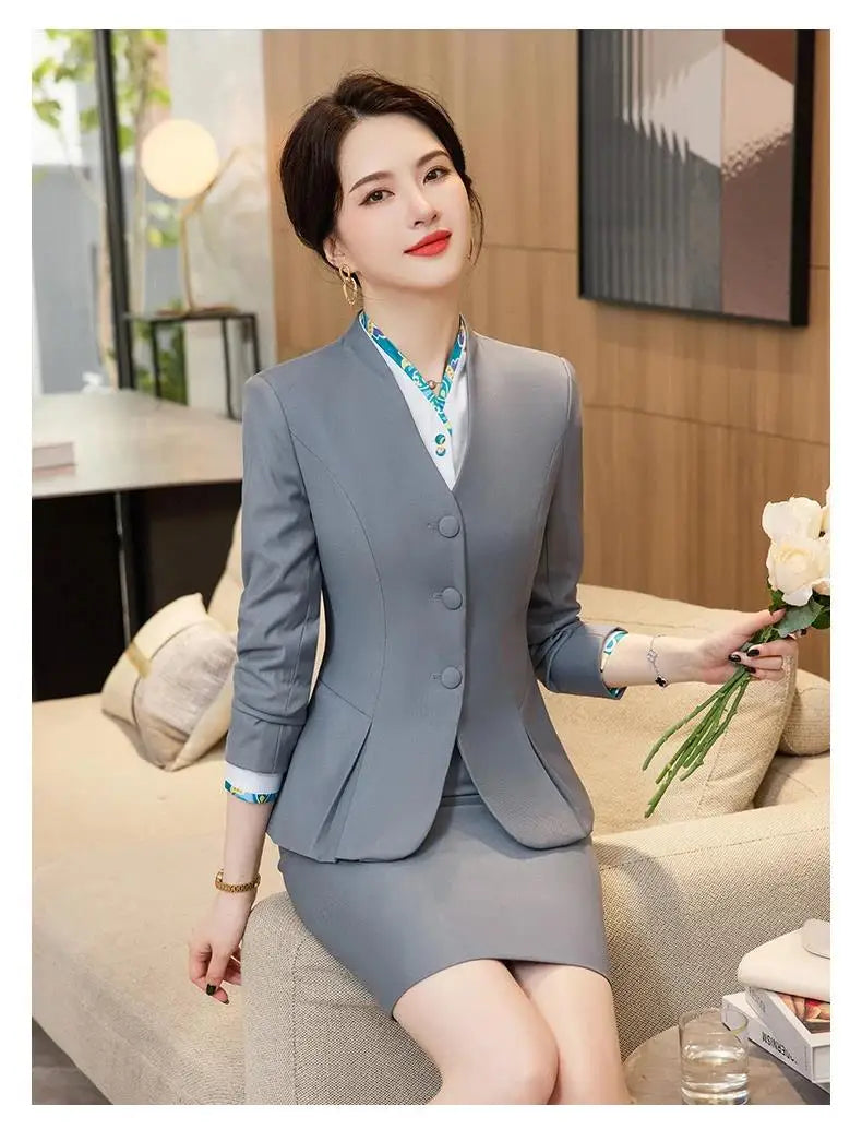 Women Business Skirt Suits Spring Formal Uniform Styles Blazers Feminino for Women Professional Office Work Wear Outfits Set