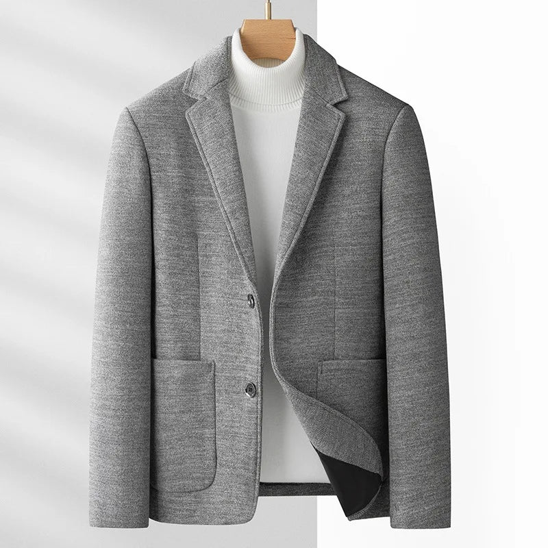 Man Blazer Autumn Turn Down Collar Pocket Male Suit Coat Retro Single-breasted Long Sleeve Non-ironing Casual Men Outerwear
