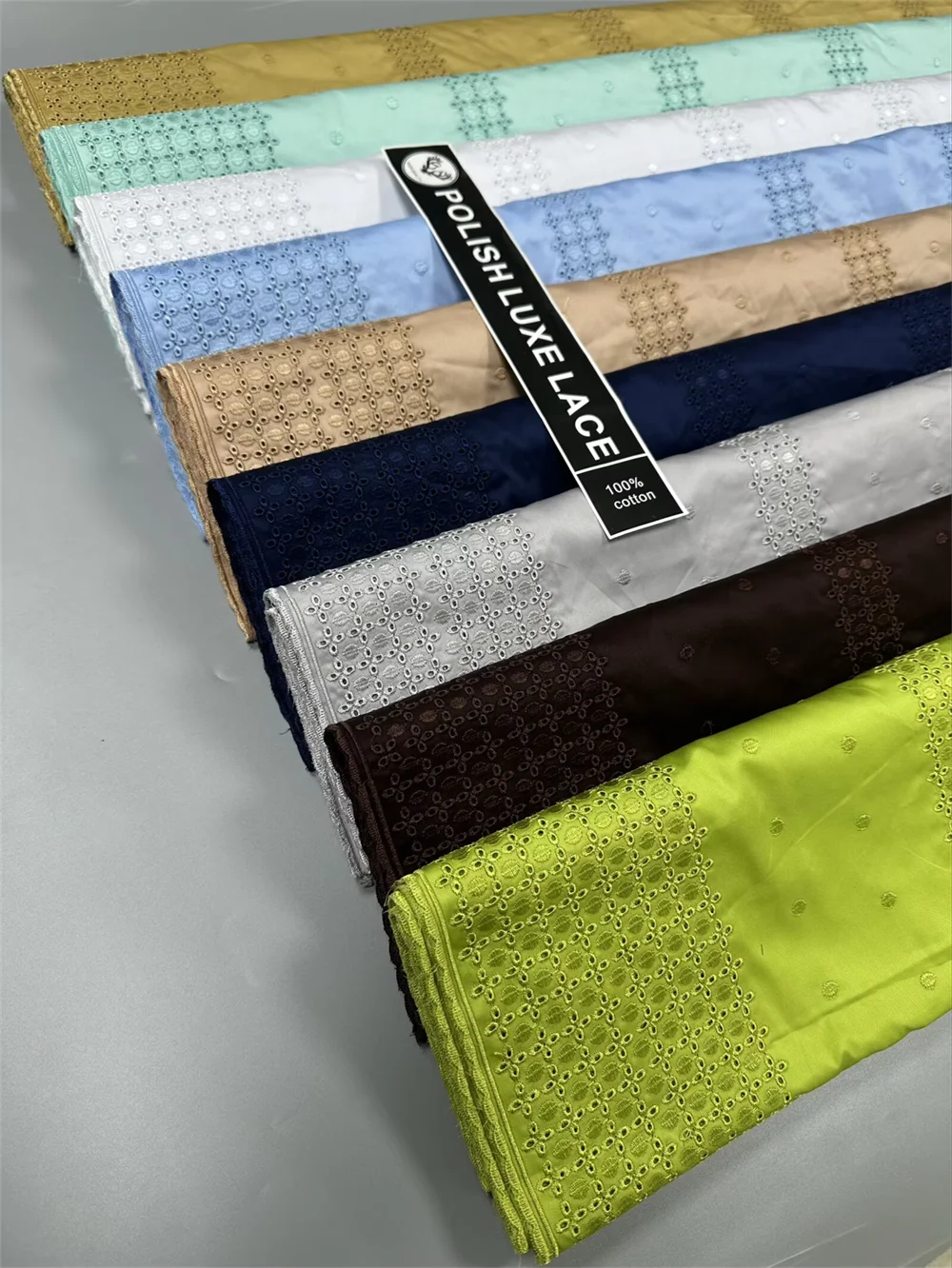 Luxury 5 Yards Nigerian 100% Cotton Polish Satin Embroidery Fabric High Quality Swiss Voile Lace Material For Men Dubai Style FS
