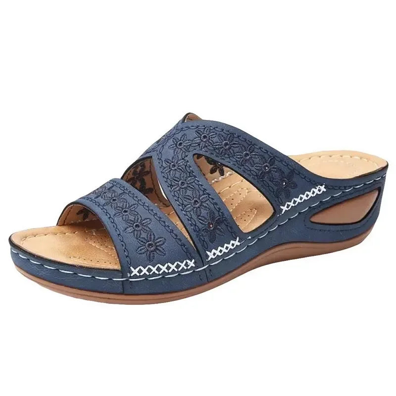 Summer Women Wedge Sandals Premium Orthopedic Open Toe Sandals Vintage Anti-slip Leather Casual Female Platform Retro Shoes