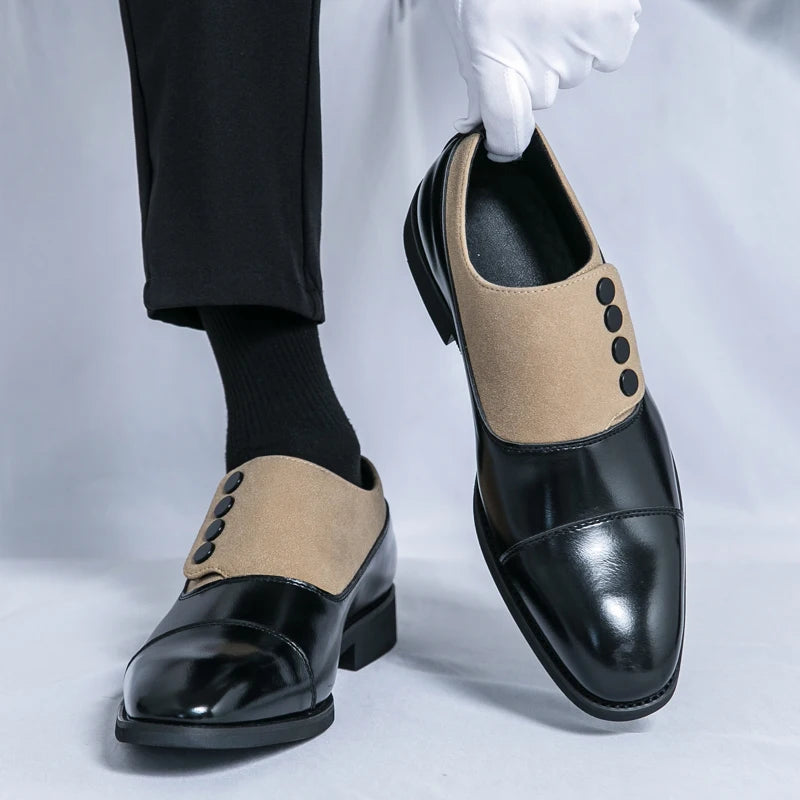 High End Brand Men's Leather Casual Shoes Office Men's Business Shoes Luxurious Banquet Pointed Toe Shoes for Wedding Brown
