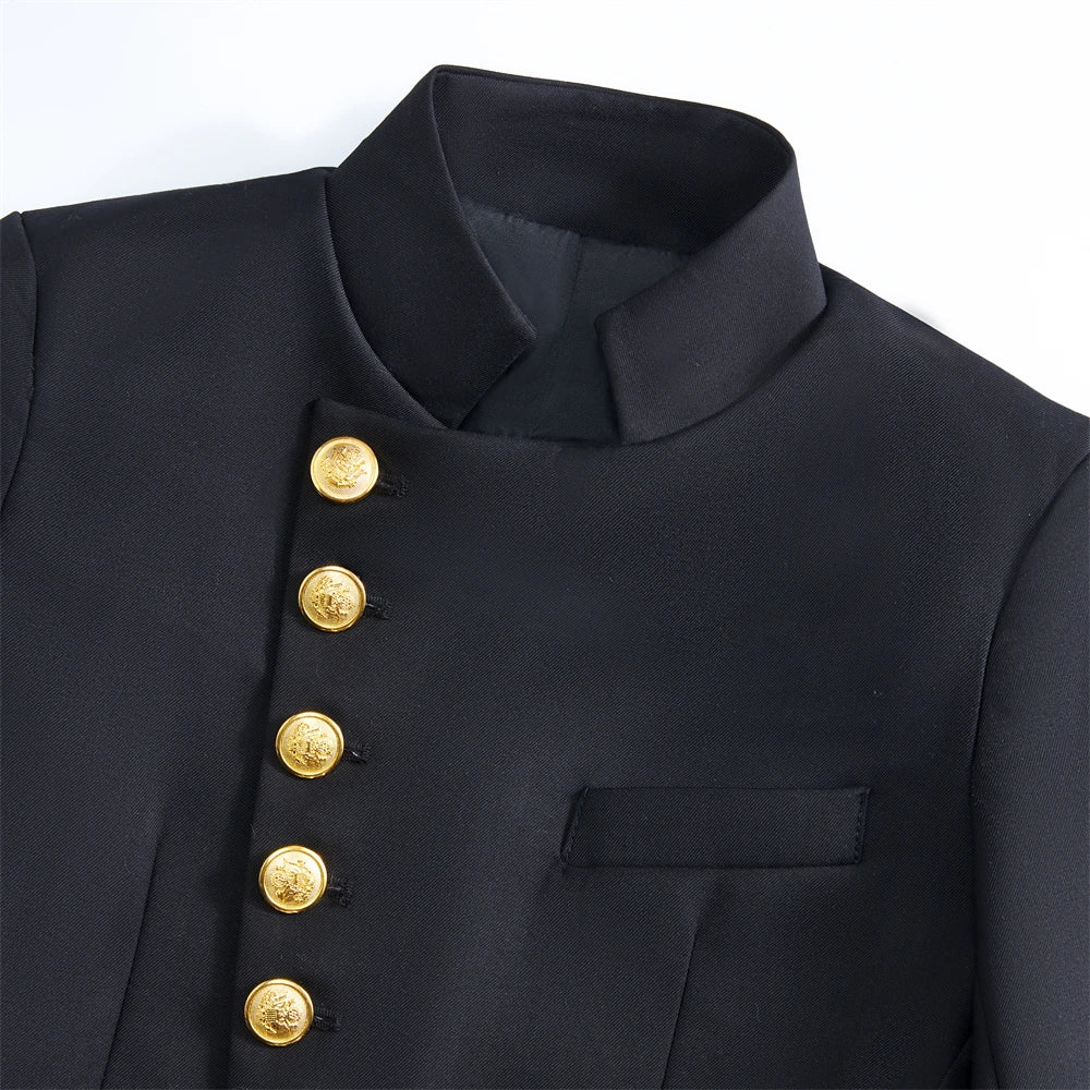 Kids' Two - Piece Suit Set: Royal Blue Jacket with Gold Buttons & Pants, Formal Outfit for Boys