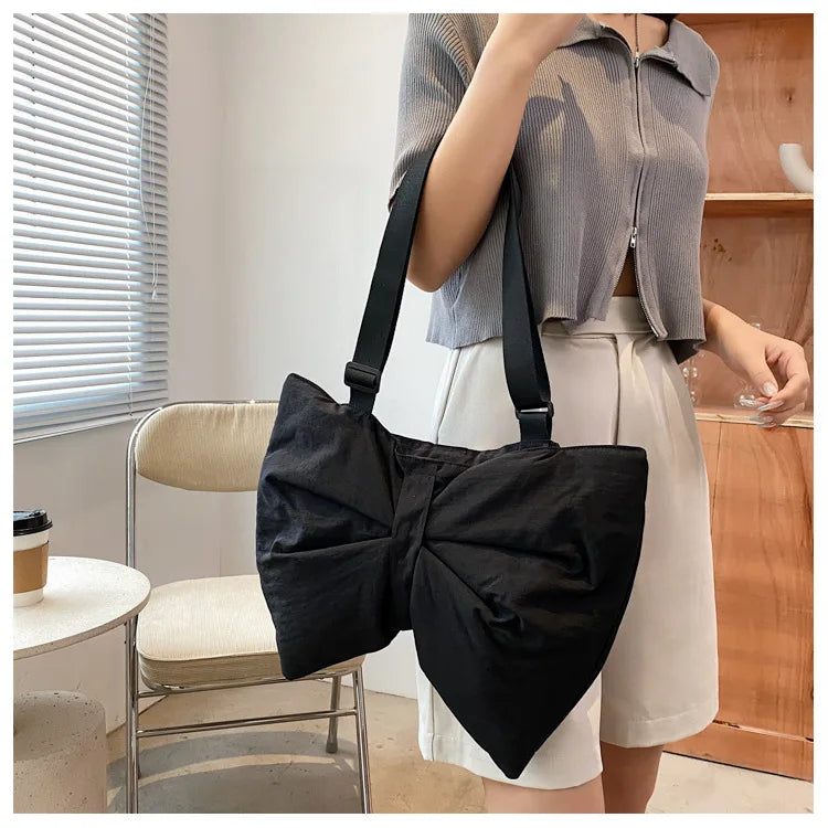 Soft Nylon Women's Portable Shoulder Bag Large Capacity Female Commute Crossbody Bags Simple Design Ladies Tote Purse Handbags