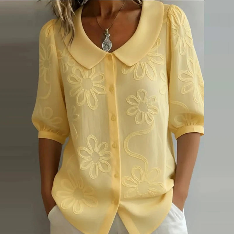 Printed Shirts For Women Turn Down Collar Half Sleeve Blouses Women Summer Shirts Office Lady Tops Women Blouses And Shirts