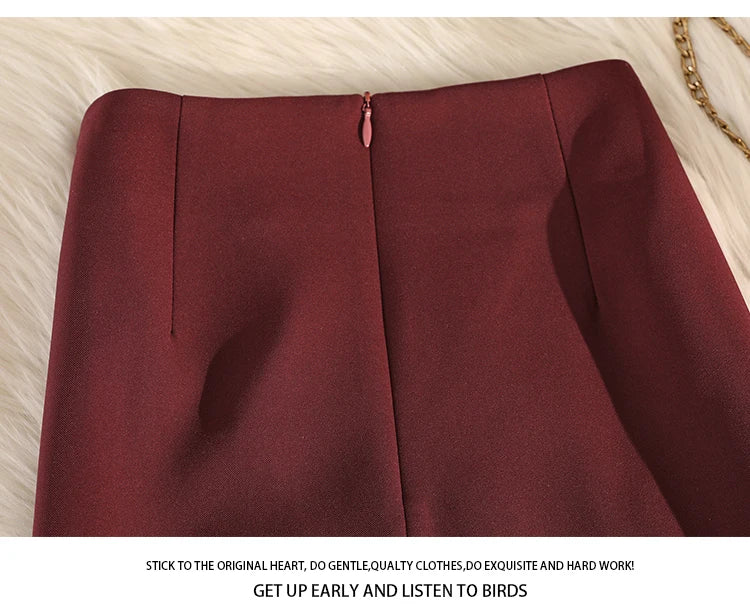 Elegant Office Ladies Work Suit Straight Skirt Women Autumn Winter Korean Fashion High Waist Split Business Midi Long Skirts