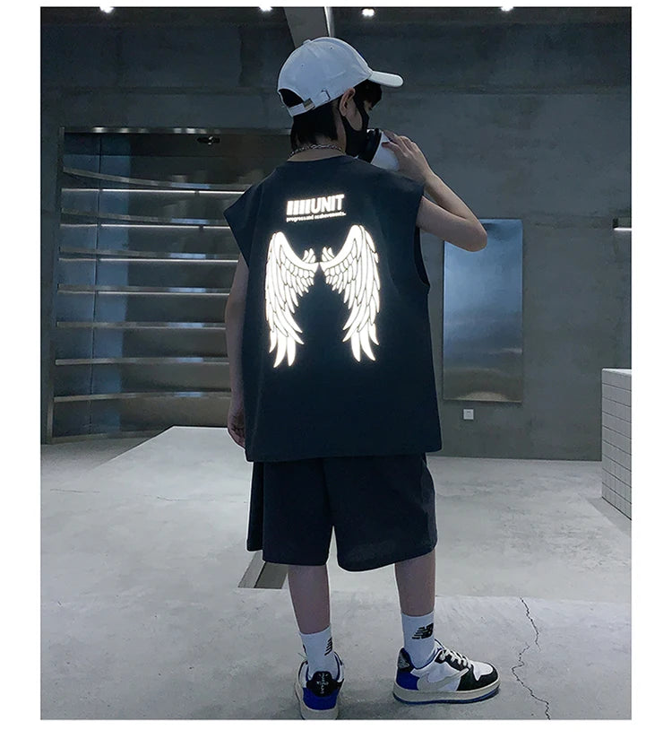 Teenage Summer Tracksuit for Boy with Shorts Tshirt 2 Piece Top and Bottom Clothes Set Kids Child Casual Cotton Outfit Suit Wear