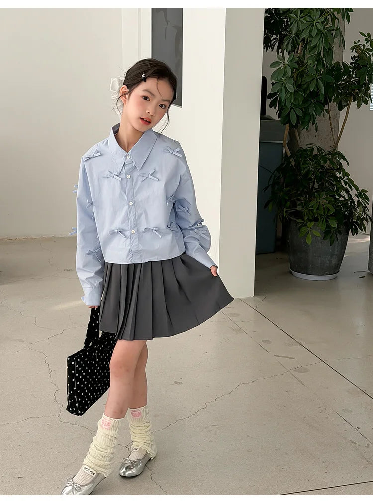 Girls' shirts spring clothes girls' big children's Korean style super beautiful children's clothes girls' unique and beautif