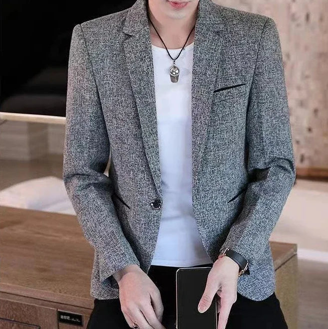 Short Party Men's Suit Jackets Coat Cropped Male Blazer Gray Summer Spring Clothes Luxury Designer Fashion 2025 Casual Vintage