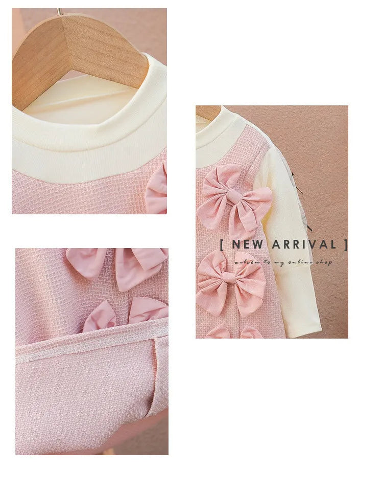 Girls' Dress Spring and Autumn 2024New Princess Dress Spring Baby's First Birthday Party Small Fragrant Bowknot Dress