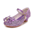 Classic Bow Girl Pu Leather Shoes For Girls Party Dance Children Shoes 3-14 Years Princess High Heels Child Wedding Shoes HSD09