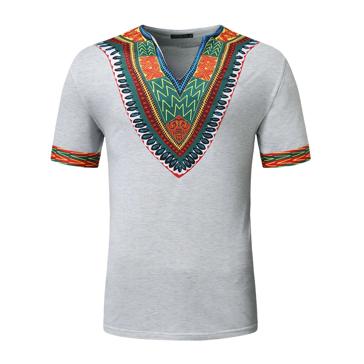 2026 Men's African Traditional Clothing Men Dashiki Short Sleeve T-shirt Fashion V-neck Printed Ethnic Style Casual Tops for Men
