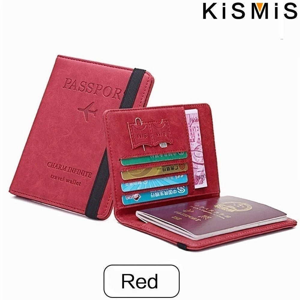 KISMIS New RFID Wallet Passport Case Leather Short Wallet Men Slim Credit Card ID Holder Card Organizer Travel Bag