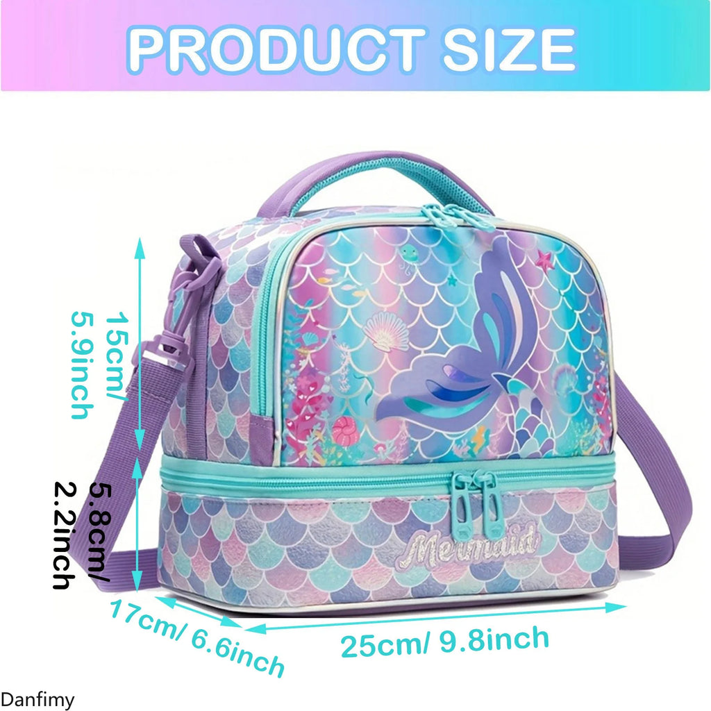Kids Lunch Box for School Cute Insulated Lunch Bag with Strap Thermal Food Container for Girls Boys Portable Tote for Picnic