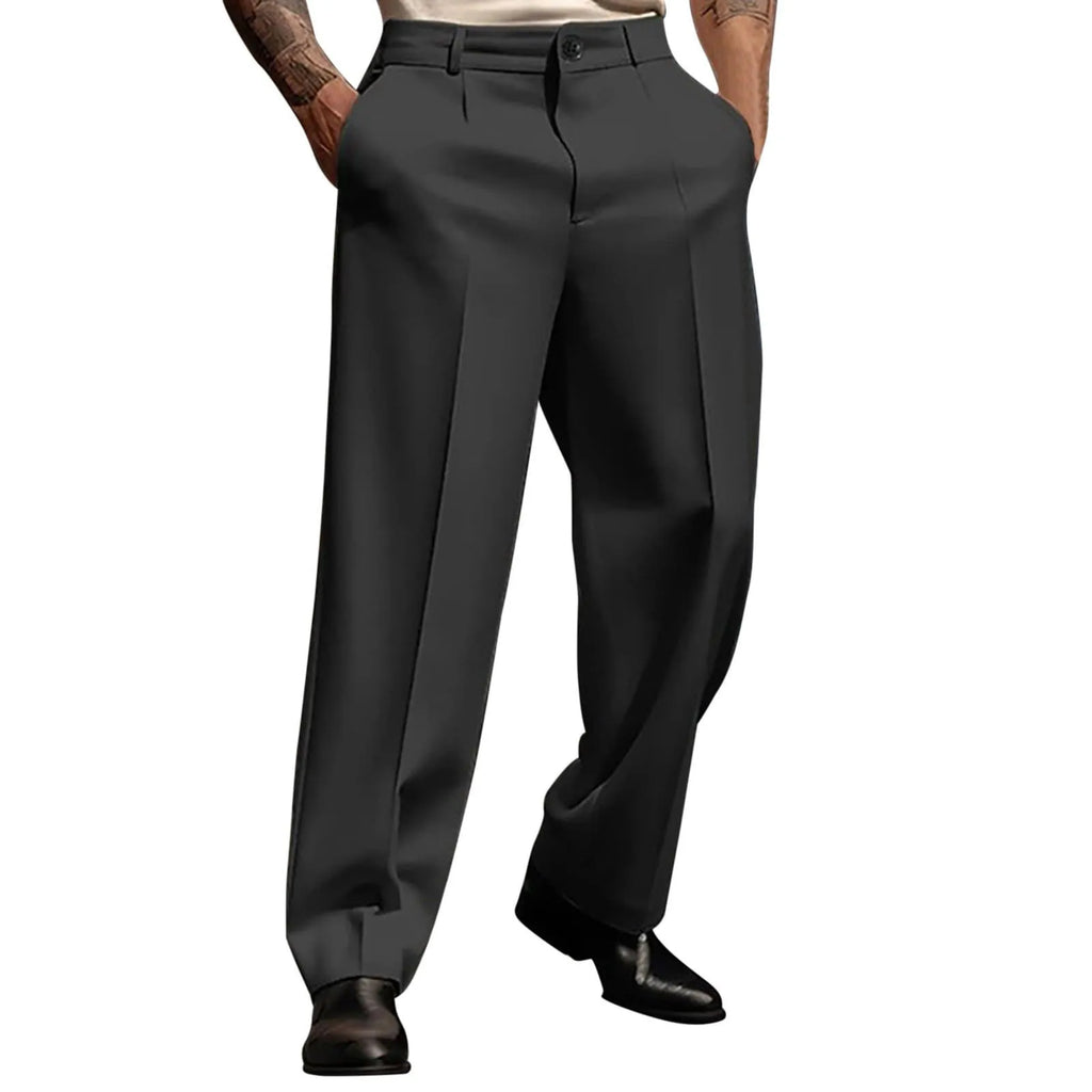 Men's Suit Trousers Fashionable Straight Leg Breathable Casual Pants Pure Color Pocket Trousers Daily Wear Comfortable Fit
