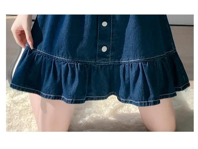 Kids Girls Denim Skirt 2025 New Children Summer Casual Skirts Teenage Girls Blue Jean Skirt Korean Style School Wear Clothes